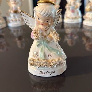 Napco Japan May Birthday Angel Vintage 1950s Figurine Springtime Bouquet